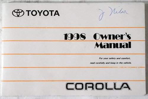 1998 Toyota Corolla Owner\'s Manual