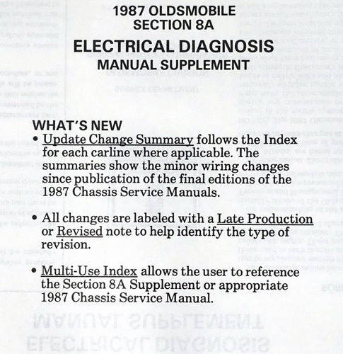 1987 Oldsmobile Electrical Diagnosis Manual Supplement 