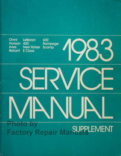 1983 Chrysler New Yorker 600 Omni Horizon Service Manual Supplement