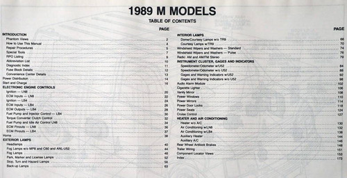 1989 GMC Safari Van Wiring Diagrams Table of Contents