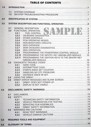 2001 2002 Town & Country Caravan Voyager Powertrain Diagnostic Procedures Table of Contents