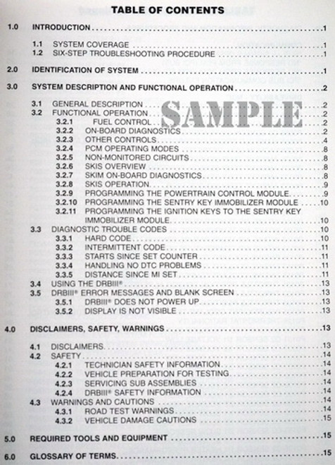 2002 Jeep Liberty Powertrain Diagnostic Procedures Table of Contents