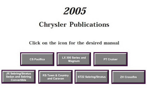 2005 Chrysler CS, LX, PT, JR, RS, ST22, ZH Service Publications