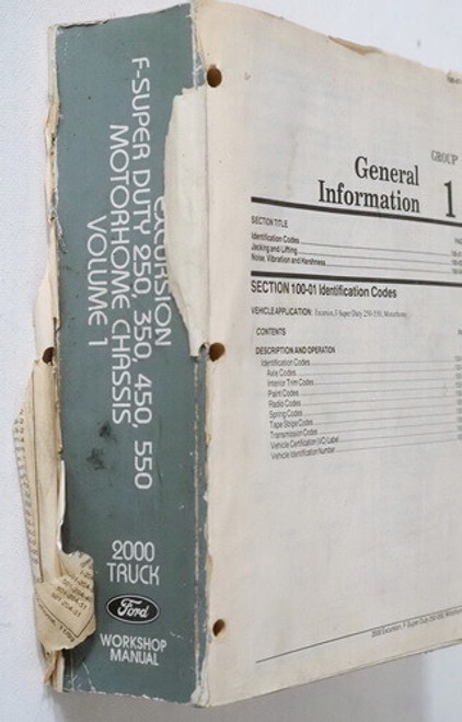 2000 Ford F250 F350 F450 F550 Super Duty Truck & Excursion Workshop Manual Volume 1
