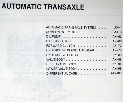 Toyota U240E Automatic Transmission Repair Manual Table of Contents 2