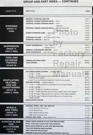 1980 Ford Light Truck Shop Manual Table of Contents 5