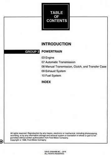 1999 Ford F-150 F-250 Workshop Manuals on CD Table of Contents 2