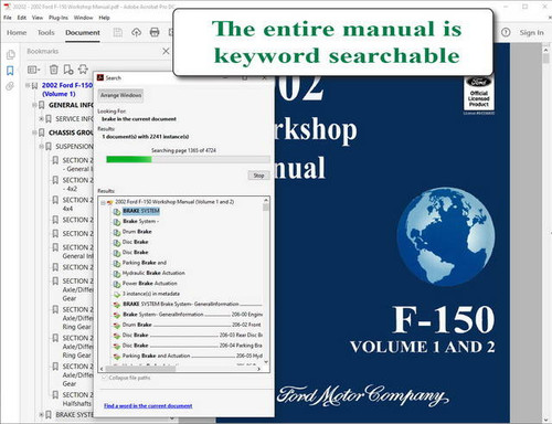 2002 Ford F150 Workshop Manuals on USB