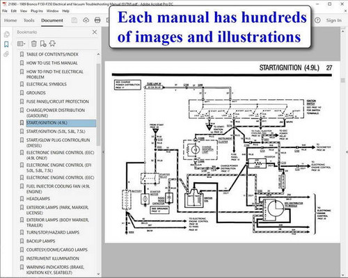 1989 Ford Bronco F150 F250 F350 F-Super Duty Electrical & Vacuum Troubleshooting Manual