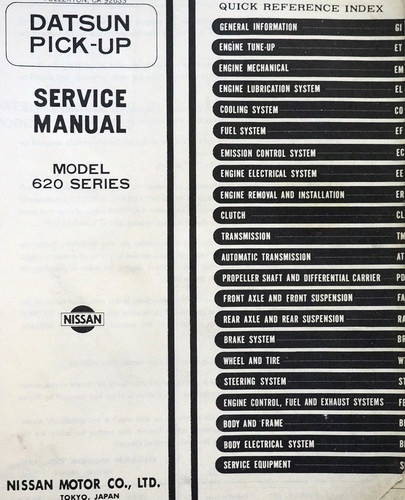 1975 Datsun Pickup Service Manual Table of Contents