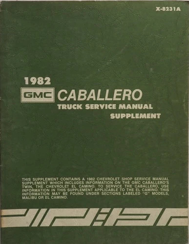1982 GMC Caballero Service Manual Supplement