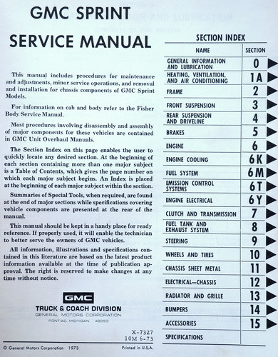 1973 GMC Sprint Service Manual