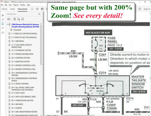 1996 Ford Bronco Electrical and Vacuum Troubleshooting Manual 