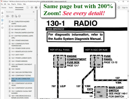 1995 Ford Bronco Electrical and Vacuum Troubleshooting Manual 