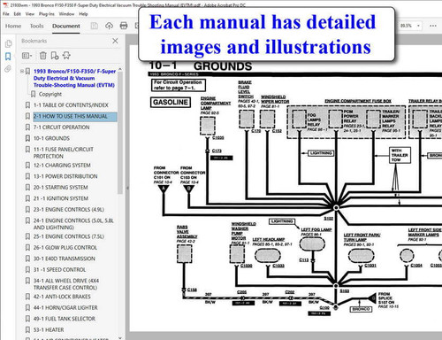 1993 Ford F150 F250 F350 Bronco Electrical & Vacuum Troubleshooting Manual