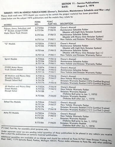 1975 GMC Preliminary Service Manual