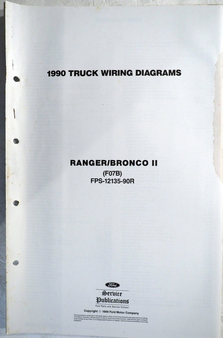 1990 Ford Ranger and Bronco II Fold Out Electrical Wiring Diagrams Original