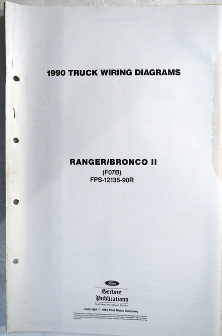 1990 Ford Ranger and Bronco II Fold Out Electrical Wiring Diagrams Original