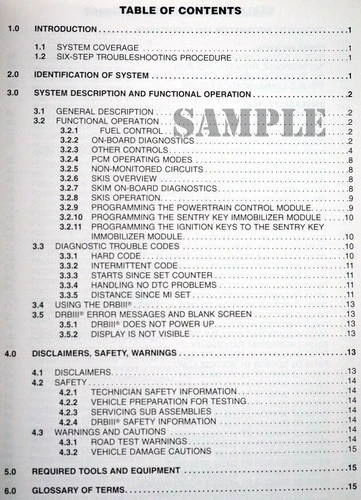 2001 Jeep Wrangler Chassis Diagnostic Troubleshooting Procedures Table of Contents