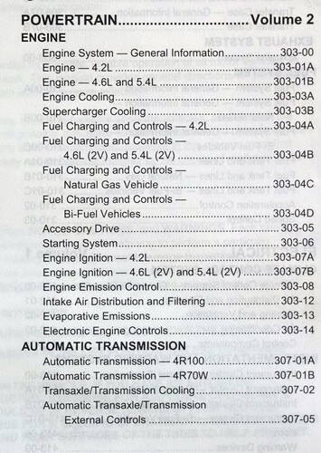 2003 Ford F-150 Workshop Manuals Table of Contents 2