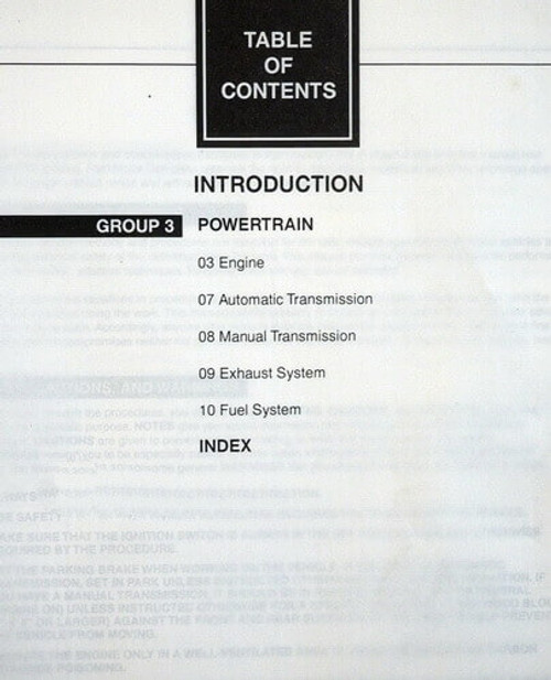 1998 Ford F-150 F-250 Workshop Manuals on CD Table of Contents 2