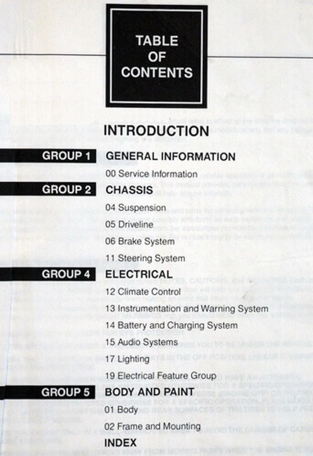 1998 Ford F-150 F-250 Workshop Manuals on CD Table of Contents 1