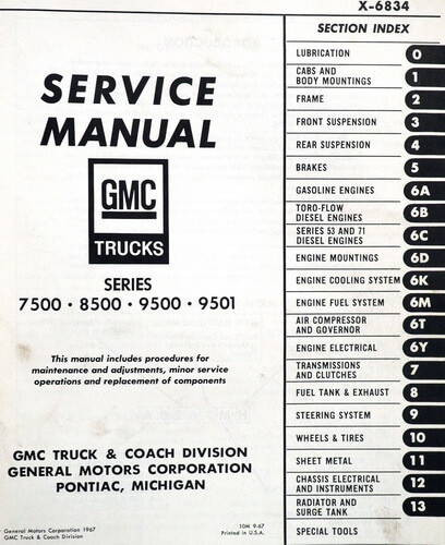 1968 GMC 7500 8500 9500 9501 Series Truck Service Manual\n