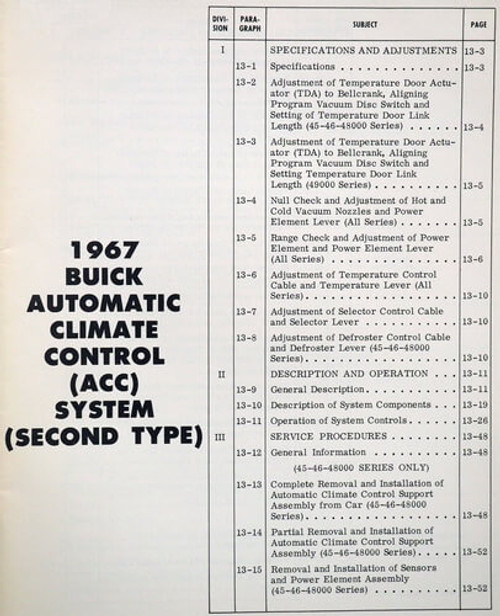 1967 Buick Climate Control Service Manual 