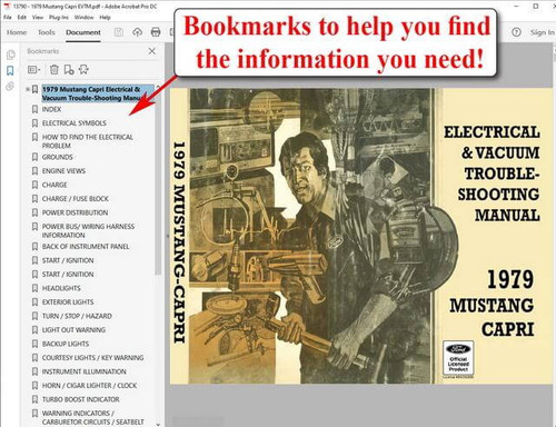 1979 Ford Mustang Mercury Capri Electrical & Vacuum Troubleshooting Manual