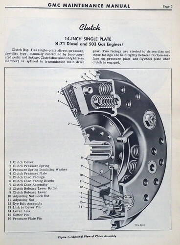 1957-1959 GMC Truck Clutch Repair Shop Manual Supplement