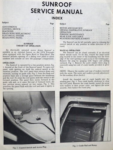 1974 Oldsmobile Sunroof Service Supplement