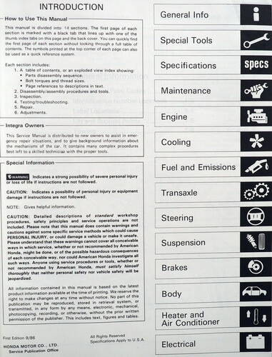 1987 Acura Integra Service Manual