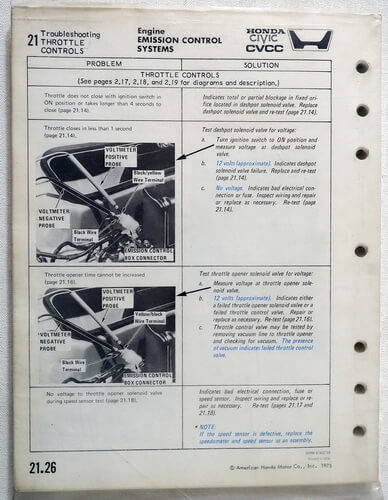 1975 Honda Civic CVCC Service Manual 