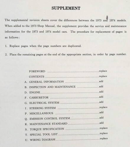 1974 Honda Civic Shop Manual Supplement
