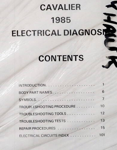 1985 Chevy Cavalier Electrical Diagnosis Manual