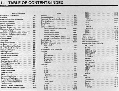 1994 Mercury Capri Electrical & Vacuum Troubleshooting Manual