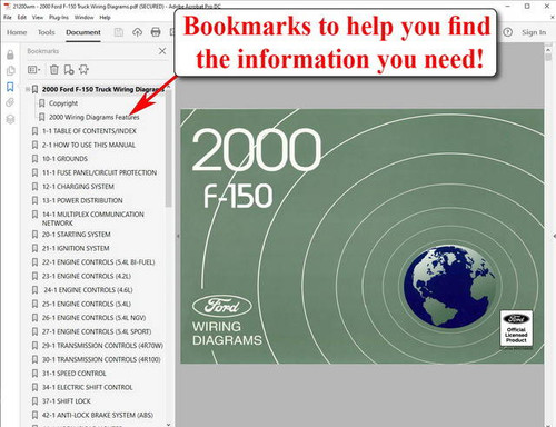 2000 Ford F150 Electrical and Vacuum Troubleshooting Manual on USB