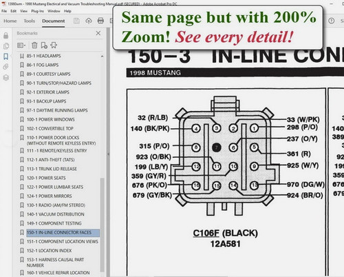 1998 Ford Mustang Electrical & Vacuum Troubleshooting Manual USB