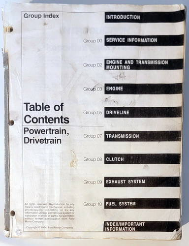 1995 Ford Aerostar, Explorer, Ranger Service Manual Volume 1