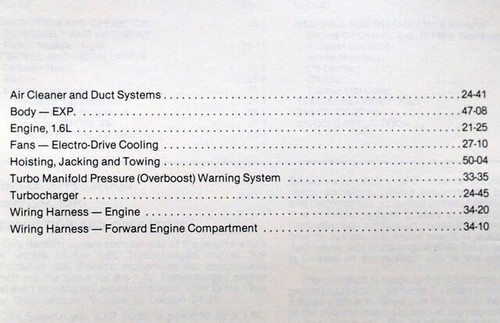 1984 Ford Escort GT / EXP 1.6L Turbocharged Engine Shop Manual Supplement