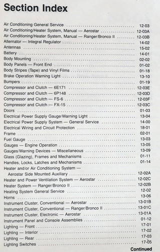 1990 Ford Ranger, Bronco II, Aerostar Shop Manual Volume 2