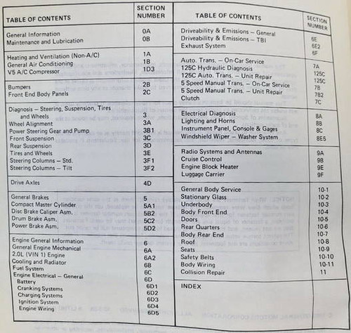1989 Buick Skyhawk Service Manual