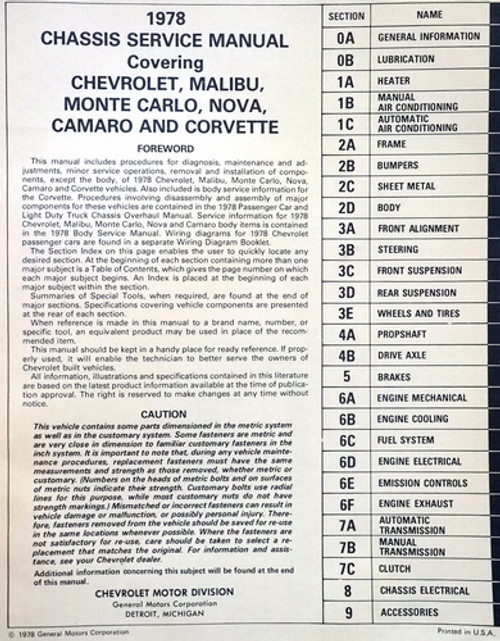 1978 GMC Caballero Service Manual