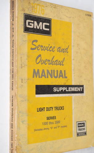 1976 GMC Truck Suburban Jimmy Van Service Manual Supplement
