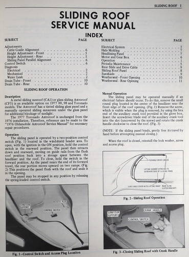 1977 Oldsmobile Sliding Roof Service Manual