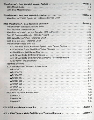 2005 Yamaha Wave Runner Boat Technical Update Manual