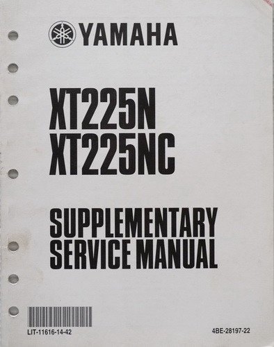 2001 Yamaha XT225 Serow (XT225N/NC) Service Manual Supplement