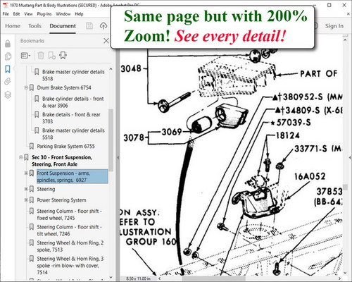 1970 Ford Mustang Part and Body Illustrations Catalog on USB