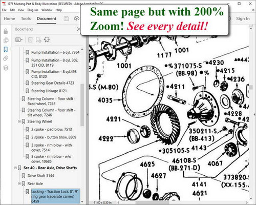 1971 Ford Mustang Part and Body Illustrations Catalog on USB
