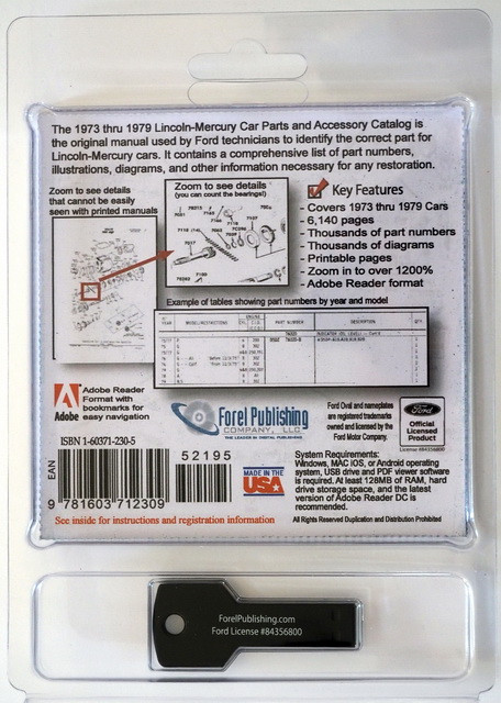 1973-1979 Lincoln Mercury Car Master Parts and Accessories Catalog on USB